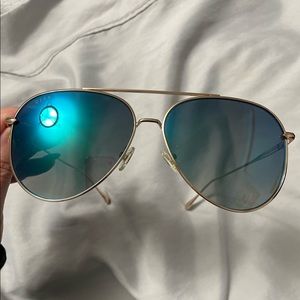 Diff 57mm blue mirrored aviator sunglasses